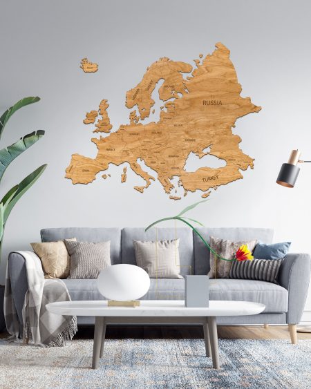 Drewniana mapa europy na scianę dekoracja na sciane sikorkanet dekoracja do domu