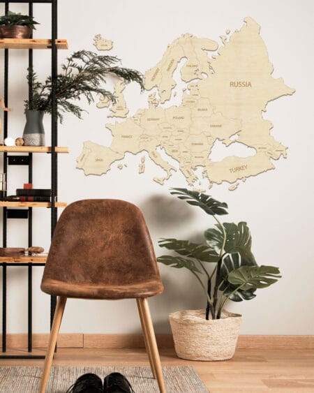 Drewniana mapa europy - dekoracja na ścianę sikorka net