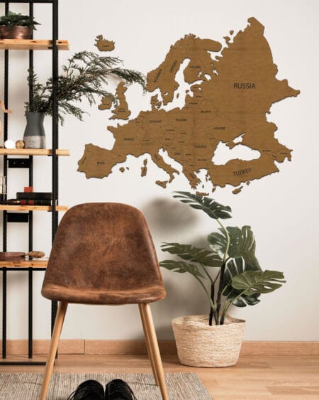 Drewniana mapa europy - dekoracja na ścianę sikorka net