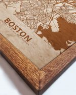 Drewniany obraz miasta – Boston w dębowej ramie