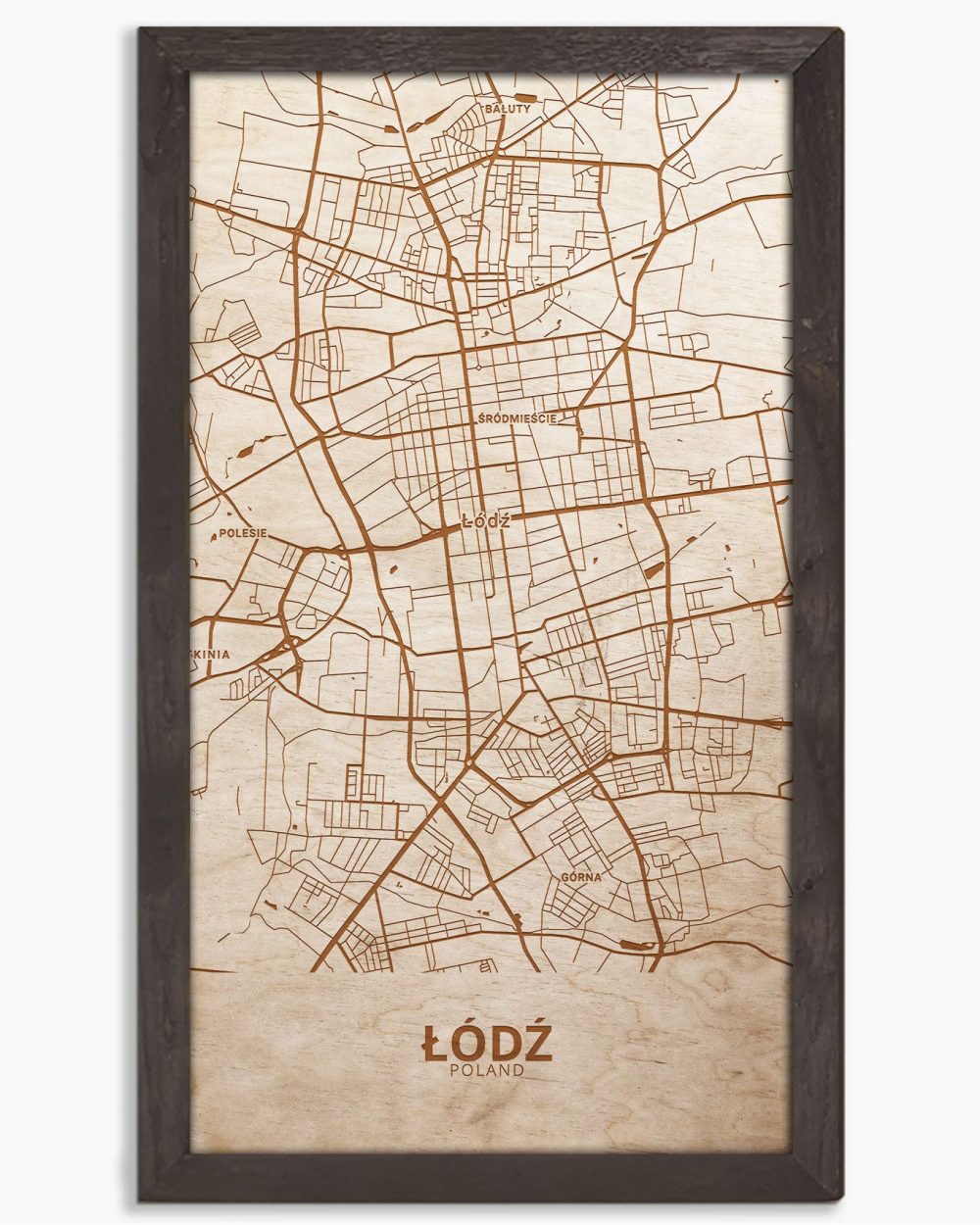 Drewniany obraz miasta – Łódź w dębowej ramie