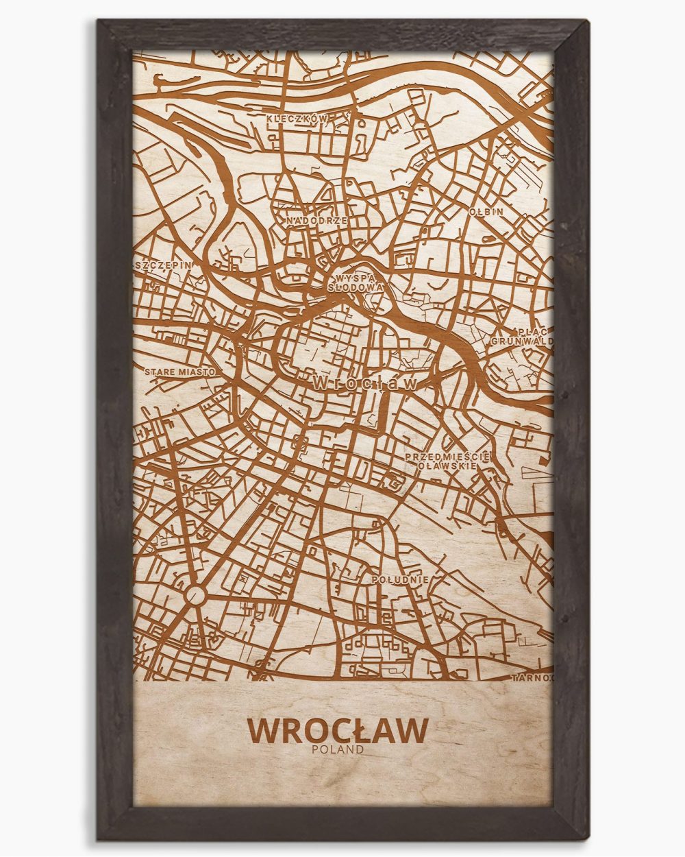 Drewniany obraz miasta – Wrocław w dębowej ramie