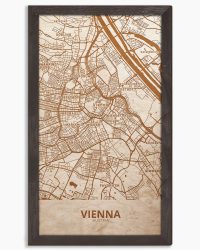 Drewniany obraz miasta – Wiedeń w dębowej ramie