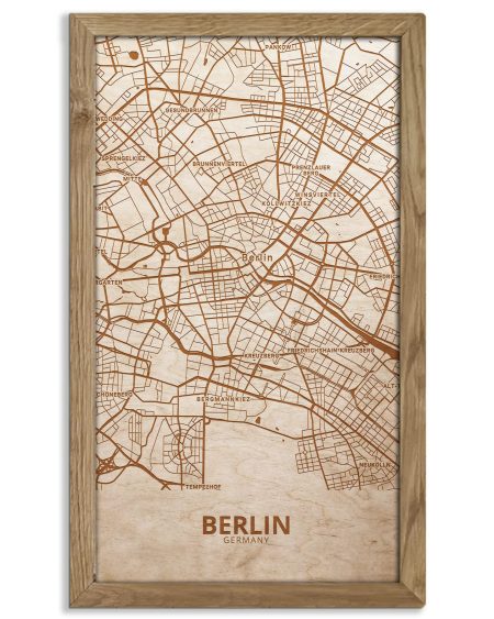 Drewniany obraz miasta – Berlin w dębowej ramie