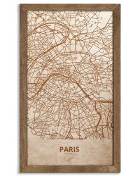 Drewniany obraz miasta – Paryż w dębowej ramie