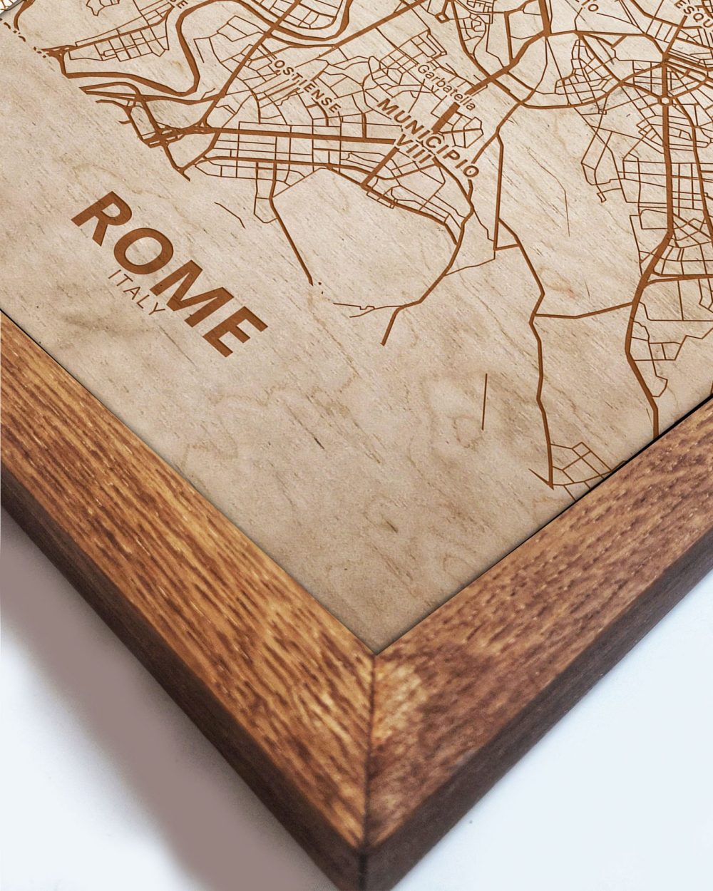 Drewniany obraz miasta – Rzym w dębowej ramie