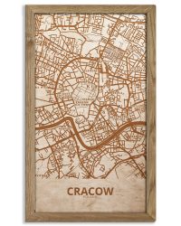 Drewniany obraz miasta – Kraków w dębowej ramie