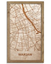 Drewniany obraz miasta – Warszawa w dębowej ramie