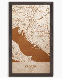 Drewniany obraz państwa- Chorwacja w dębowej ramie