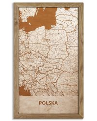 Drewniany obraz państwa - Polska w dębowej ramie