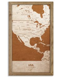 Drewniany obraz państwa- USA w dębowej ramie