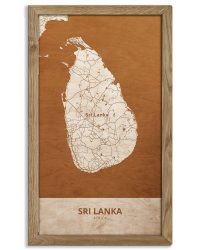 Drewniany obraz państwa- Sri Lanka w dębowej ramie