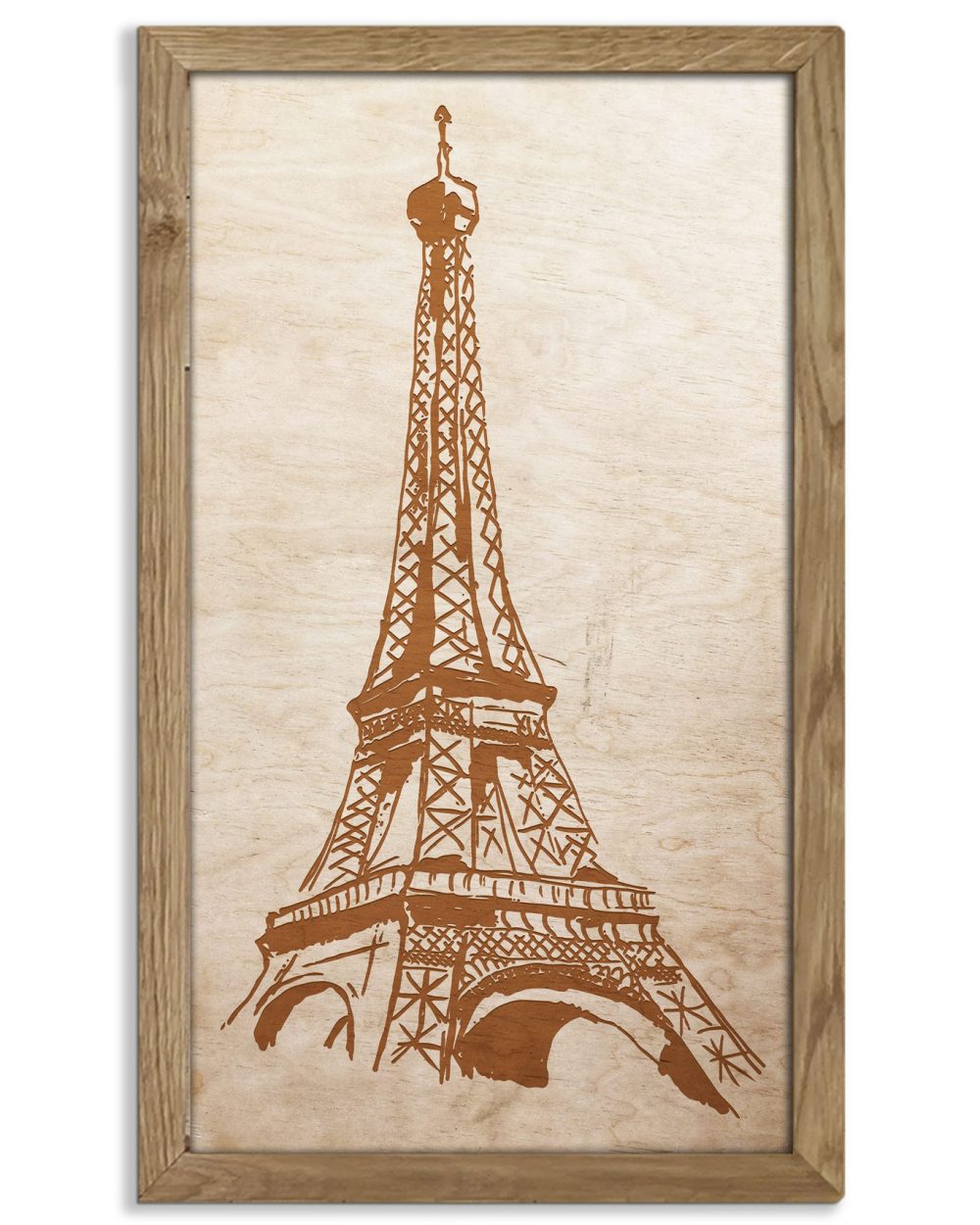 Drewniany obraz – Wieża eiffla w dębowej ramie