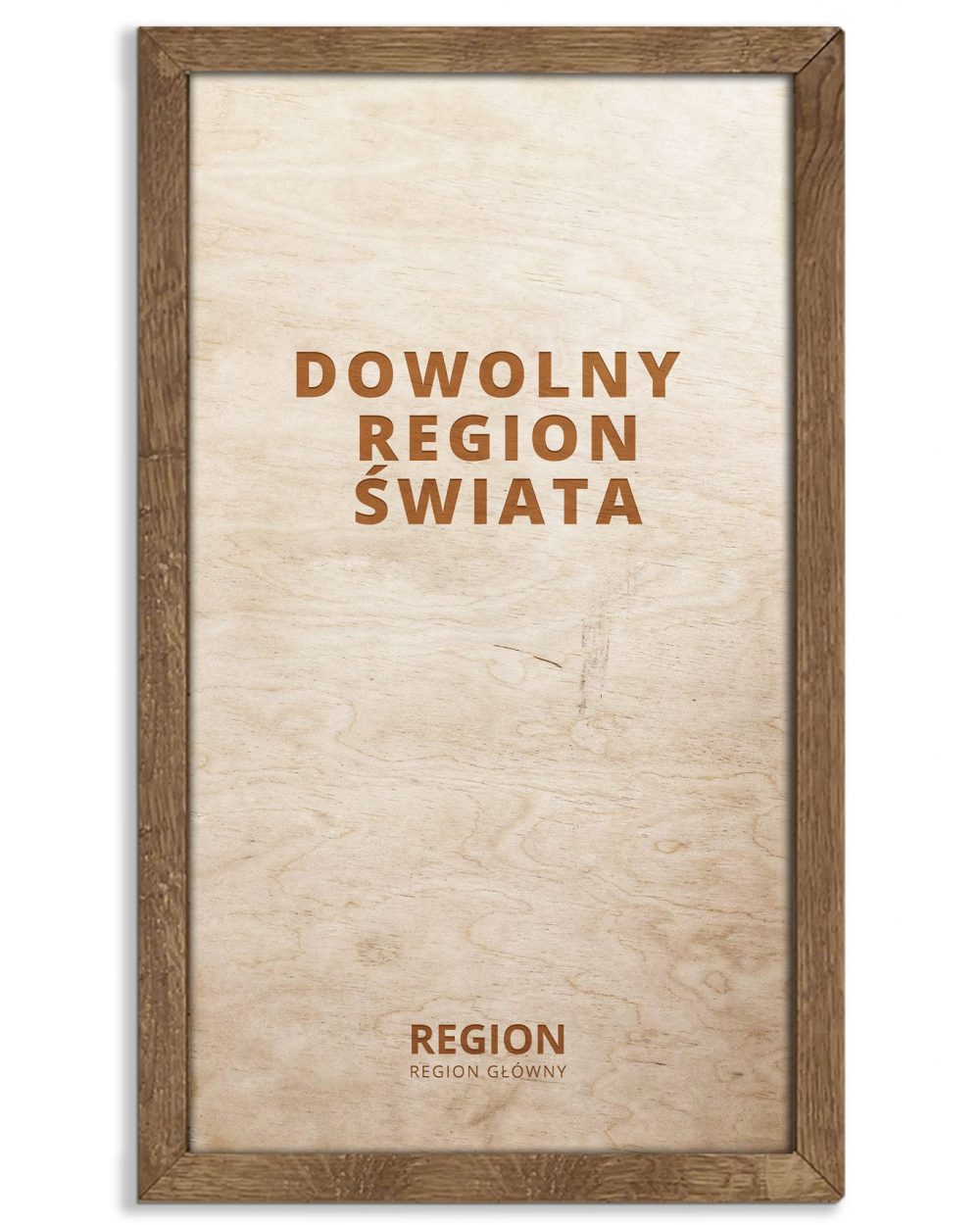 Drewniany obraz państwa- Dowolny region w dębowej ramie