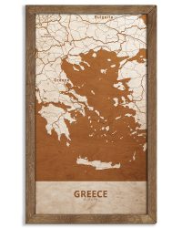 Drewniany obraz państwa- Grecja w dębowej ramie