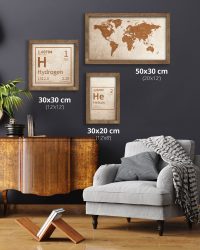 Drewniany obraz – Mapa świata w dębowej ramie
