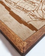 Drewniany obraz – Żaglowiec w dębowej ramie