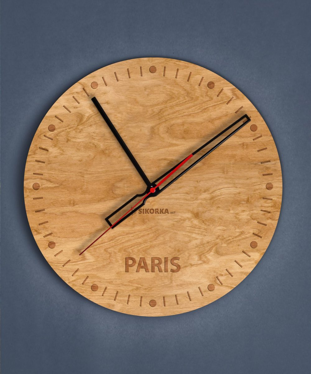 Dekoracyjny, drewniany zegar na ścianę - Paris (2)