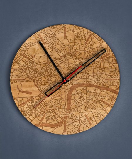 Dekoracyjny, drewniany zegar na ścianę - miasto Londyn (2)