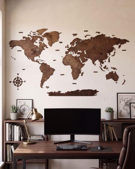 2D PREMIUM Wooden World Map