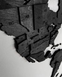 Drewniana Mapa Świata 3D z drewna w kolorze Heban