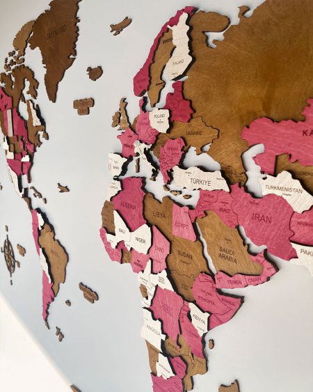 Kolorowa Mapa Świata 3d na ścianę | PINKY