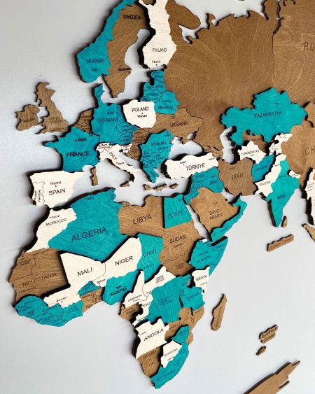 Mapa Świata z Drewna efekt 3d | LAZUR