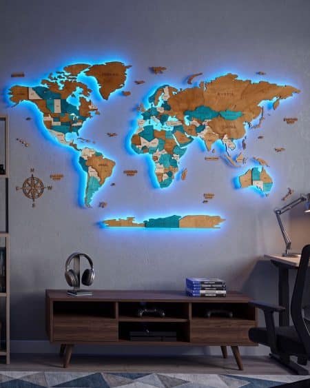 3D LED CLASSIC Wooden Illuminated World Map