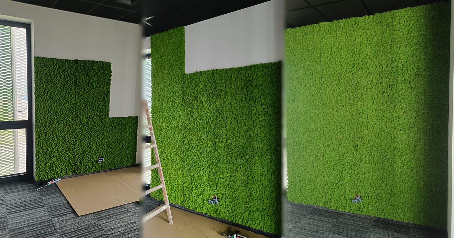 Reindeer Lichen Wall - Project For Zuk. Stages Of Panel Installation - Step By Step