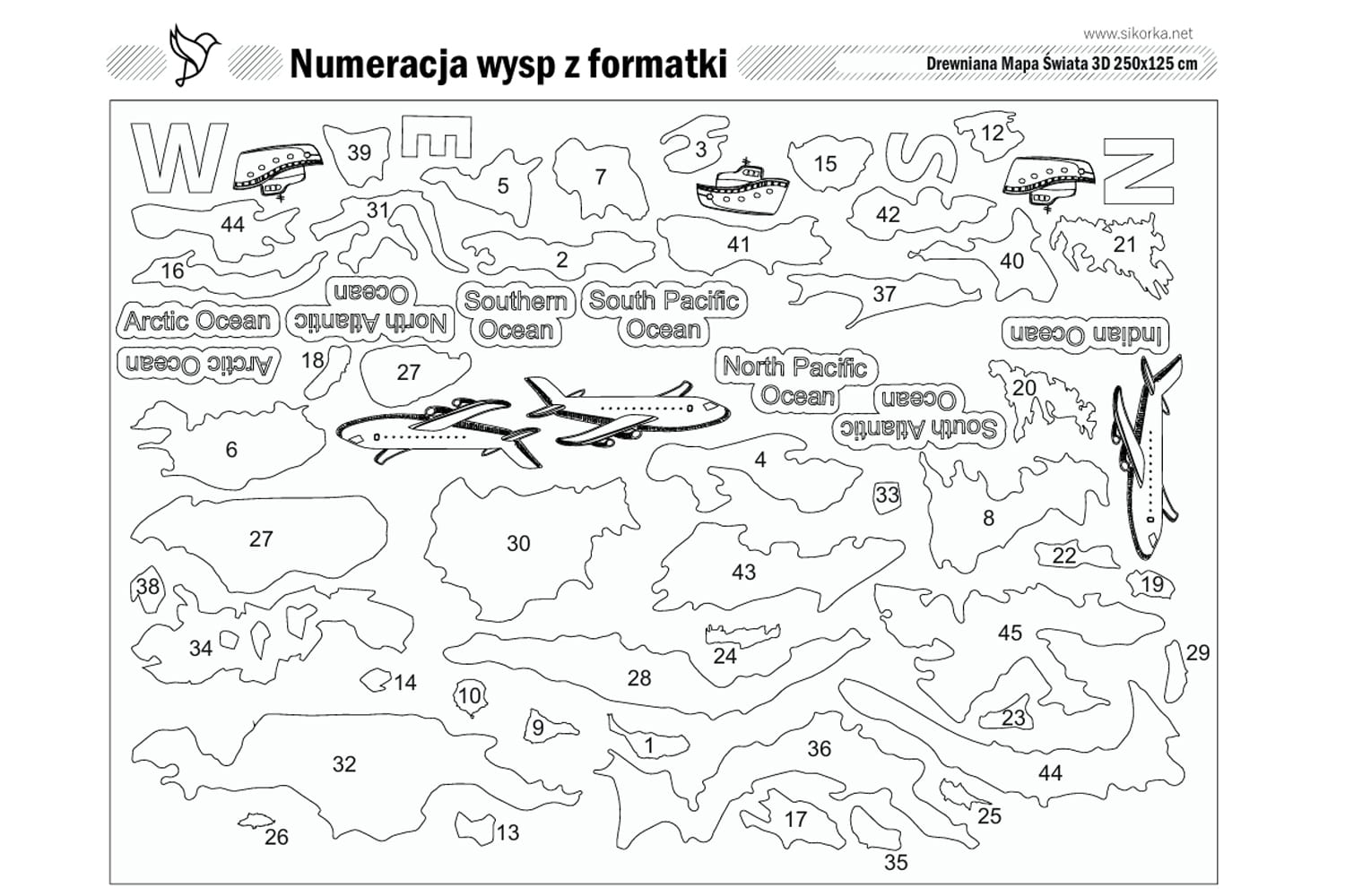 Nummerierung Der Inseln FüR Die Vorlage Von Sikorkanet 250 Cm 3D