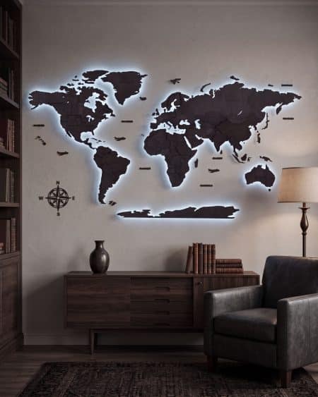 3D LED CLASSIC Wooden Illuminated World Map