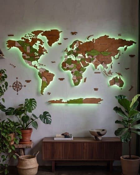 3D LED CLASSIC Wooden Illuminated World Map
