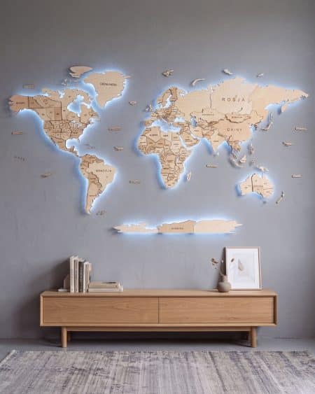 3D LED CLASSIC Wooden Illuminated World Map