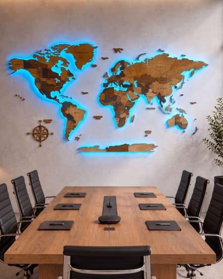 3D LED CLASSIC Wooden Illuminated World Map